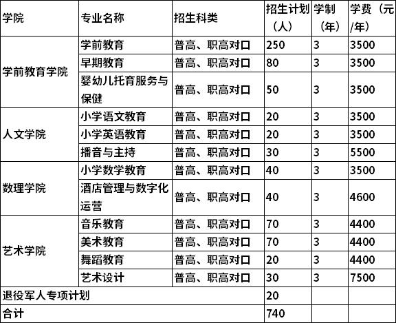 2022年永州师范高等专科学校高职单独招生专业及计划