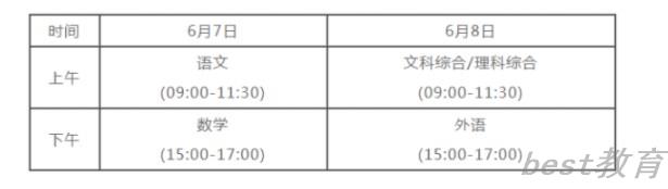 广西高考各科目具体时间安排