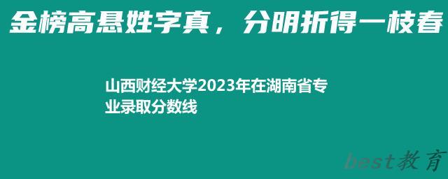 山西财经大学2024年高考在湖南省专业最低分和最高分