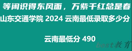 山东交通学院2024云南最低录取多少分