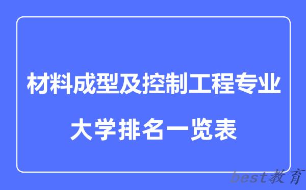 全国材料成型及控制工程专业大学排名一览表