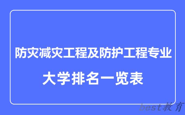 全国防灾减灾工程及防护工程专业大学排名一览表